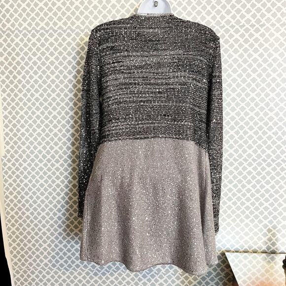 BELLDINI Black & Gray Sequined Knit Open Front Cardigan Sweater, S, NWT! - Picture 7 of 9